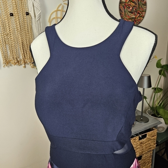 XSCAPE  Petite Solid & Floral High-Low Gown Dress Size 10P Formal Wedding Party - Picture 7 of 13